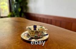 Vintage Miniature Porcelain Hand Painted Floral Teacup & Saucer