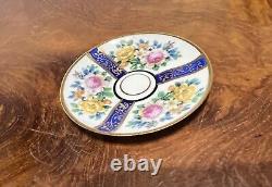 Vintage Miniature Porcelain Hand Painted Floral Teacup & Saucer