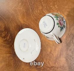 Vintage Miniature Porcelain Hand Painted Floral Teacup & Saucer