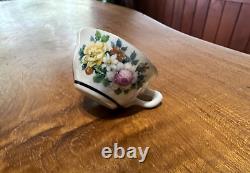 Vintage Miniature Porcelain Hand Painted Floral Teacup & Saucer