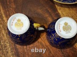 Vintage Minton's Colbalt Blue & Gold Espresso Demitass Teacup & Saucer Set Of 2