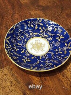 Vintage Minton's Colbalt Blue & Gold Espresso Demitass Teacup & Saucer Set Of 2