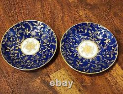 Vintage Minton's Colbalt Blue & Gold Espresso Demitass Teacup & Saucer Set Of 2