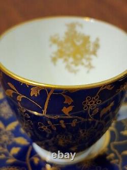 Vintage Minton's Colbalt Blue & Gold Espresso Demitass Teacup & Saucer Set Of 2