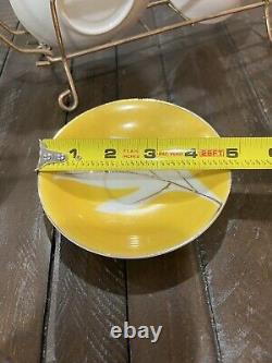Vintage Napco Tea Set Yellow Gold Rack Leaf Saucer 4ZD-5415 Porcelain Set Of 6