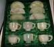 Vintage Onyx Marble Handcrafted Tea Cups And Saucers With Case