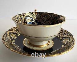 Vintage PARAGON Bone China Teacup & Saucer Double Warrant Black Pink Rose Gilt