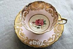 Vintage Paragon Bone China Pink Rose & Gold Tea Cup Saucer