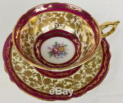 Vintage Paragon Dark Pink Gold Gilded Tea Cup and Saucer England