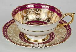 Vintage Paragon Dark Pink Gold Gilded Tea Cup and Saucer England