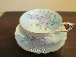 Vintage Paragon England Hand Painted Tea Cup And Saucer Lilac Blue