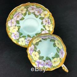 Vintage Paragon England Heavy Gold PANSY Garland PERFECT Cup Saucer A1585