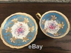 Vintage Paragon English Bone China Tea cup and Saucer Gold Blue Cabbage Rose