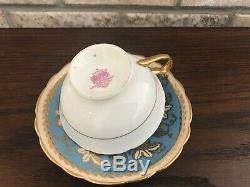 Vintage Paragon English Bone China Tea cup and Saucer Gold Blue Cabbage Rose