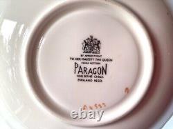 Vintage Paragon Large Red/Pink Cabbage Rose Gold Bowl Black Teacup and Saucer