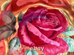 Vintage Paragon Large Red/Pink Cabbage Rose Gold Bowl Black Teacup and Saucer