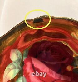 Vintage Paragon Large Red/Pink Cabbage Rose Gold Bowl Black Teacup and Saucer