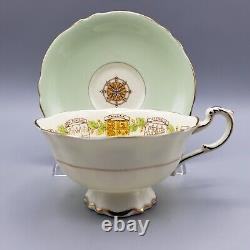 Vintage Paragon Patriotic Series Teacup and Saucer Heraldry Shields Pastel Green