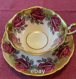 Vintage Paragon Teacup and Saucer Double Warrant Johnson Red Rose Garland