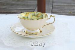 Vintage Paragon Teacup with Saucer Heavy Gold Teacup Full of Daffodils Very Rare