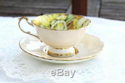 Vintage Paragon Teacup with Saucer Heavy Gold Teacup Full of Daffodils Very Rare