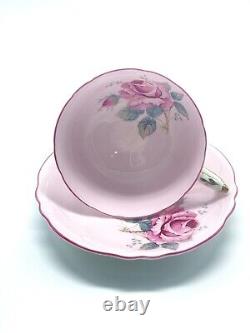 Vintage Paragon pink Cabbage Rose tea cup & saucer Double Warrant Mint condition