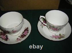 Vintage Queen Anne Floral Teacup & Saucer (set of 6) with Bonus 2 Sets 8 total