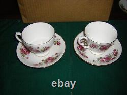 Vintage Queen Anne Floral Teacup & Saucer (set of 6) with Bonus 2 Sets 8 total