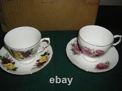 Vintage Queen Anne Floral Teacup & Saucer (set of 6) with Bonus 2 Sets 8 total
