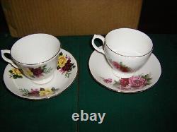 Vintage Queen Anne Floral Teacup & Saucer (set of 6) with Bonus 2 Sets 8 total