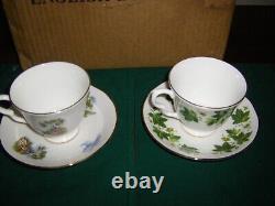 Vintage Queen Anne Floral Teacup & Saucer (set of 6) with Bonus 2 Sets 8 total