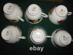 Vintage Queen Anne Floral Teacup & Saucer (set of 6) with Bonus 2 Sets 8 total