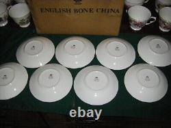 Vintage Queen Anne Floral Teacup & Saucer (set of 6) with Bonus 2 Sets 8 total