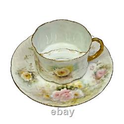 Vintage RARE Monbijou China Floral Mustache Teacup and Saucer Germany