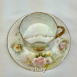 Vintage RARE Monbijou China Floral Mustache Teacup and Saucer Germany