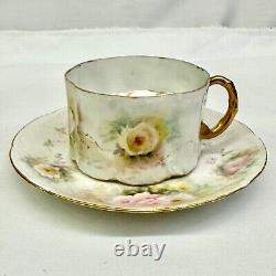 Vintage RARE Monbijou China Floral Mustache Teacup and Saucer Germany