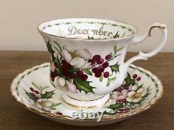 Vintage ROYAL ALBERT Bone China Tea Cups and Saucers Flowers of the Month