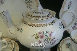 Vintage ROYAL GRAFTON Floral Spring China Tea Set 40 Pieces Teapot Cups Saucers