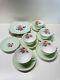 Vintage Rosina England Teacup & Saucers Green Rose Floral Bouquet & Salad Plates
