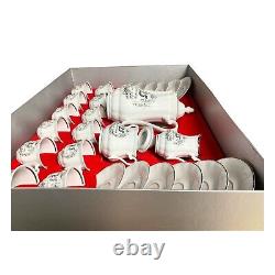 Vintage Royal 25th Anniversary Tea Cup and Saucer Set 29-Piece Full Set in Box