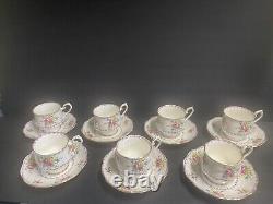 Vintage Royal Albert Bone Petit Point China Tea Cups And Saucers (Set Of 7)