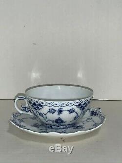 Vintage Royal Copenhagen Blue Fluted Full Lace Flat Cup Saucer 1130 1st Quality