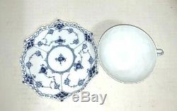 Vintage Royal Copenhagen Blue Fluted Full Lace Flat Cup Saucer 1130 1st Quality