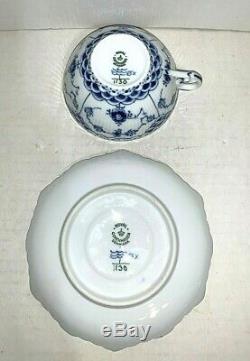 Vintage Royal Copenhagen Blue Fluted Full Lace Flat Cup Saucer 1130 1st Quality