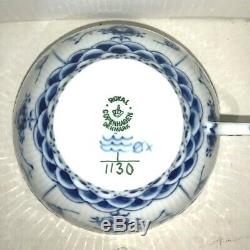 Vintage Royal Copenhagen Blue Fluted Full Lace Flat Cup Saucer 1130 1st Quality