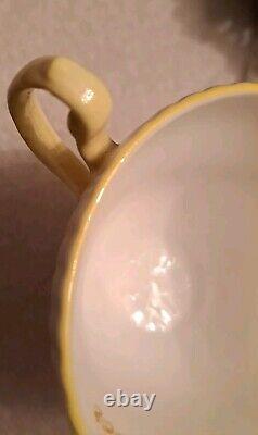 Vintage Royal Dover Bone China Mother teacup and saucer-Yellow flowers & trim