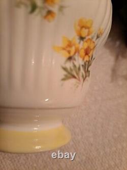 Vintage Royal Dover Bone China Mother teacup and saucer-Yellow flowers & trim