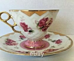 Vintage Royal Halsey Very Fine Tea Cup and Saucer Iridescent Floral Lot Of 12