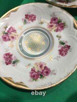 Vintage Royal Halsey Very Fine Tea Cup and Saucer Iridescent Floral Lot Of 12