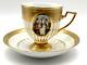 Vintage Royal Kpm Hand Painted Portrait Tea Cup & Saucer With Heavy Gilt Accents